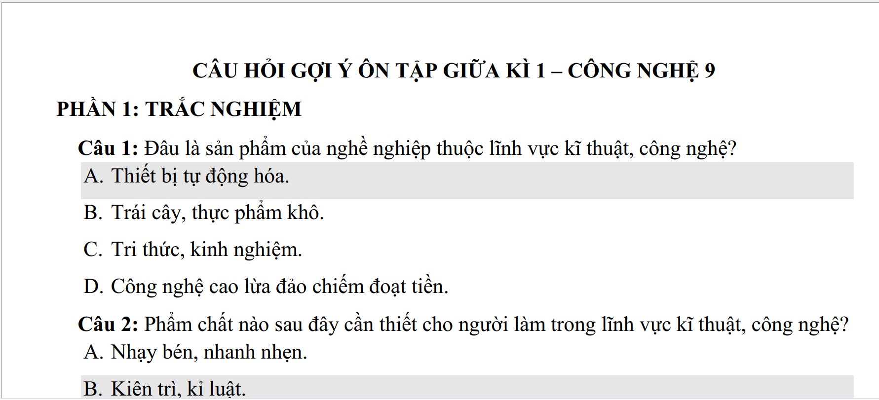 Ôn tập giữa học kỳ I
